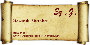 Szamek Gordon névjegykártya